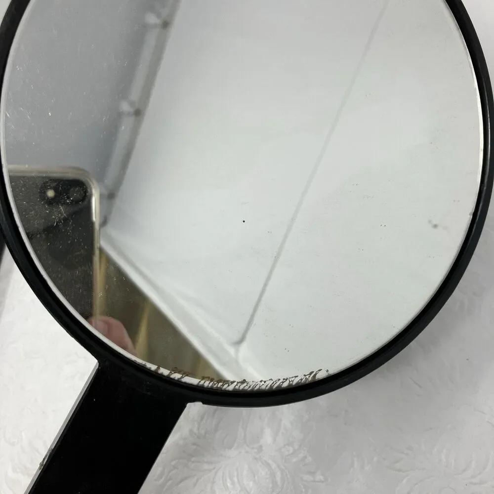 VTG Otagiri Nesting Double Hand Mirror Handles Black Lacquer 11” Diameter  Japan